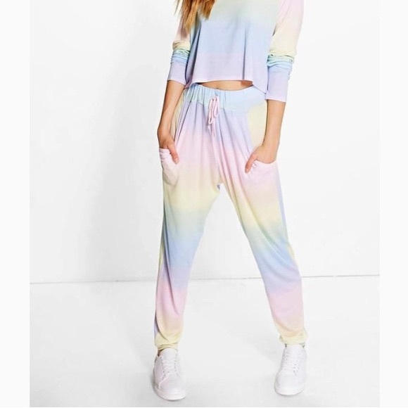 Boohoo Pants - Soft Rainbow tie dye jogger pants